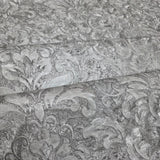 Z10919 Embossed Dark Gray silver metallic plaster textured Victorian damask Wallpaper

