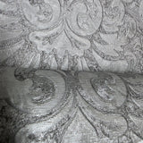 Z10919 Embossed Dark Gray silver metallic plaster textured Victorian damask Wallpaper
