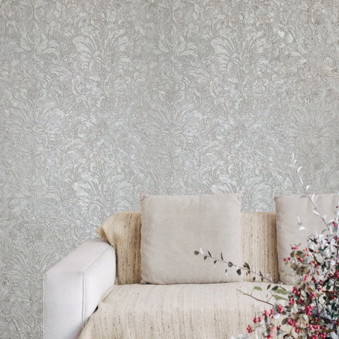 Z10921 Embossed beige tan cream plaster textured Victorian Italian damask Wallpaper 3D

