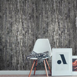 Z10930 Gray black silver metallic faux distressed metal plaster textured Wallpaper roll