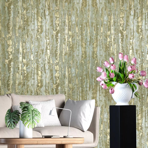 Z10935 Gold metallic faux distressed metal plaster textured embossed modern Wallpaper
