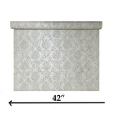 Z10946 Ivory Beige cream gold glitter Victorian damask faux fabric texture Wallpaper 3D
