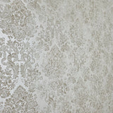 Z10946 Ivory Beige cream gold glitter Victorian damask faux fabric texture Wallpaper 3D
