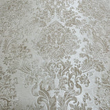 Z10946 Ivory Beige cream gold glitter Victorian damask faux fabric texture Wallpaper 3D
