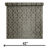 Z10949 Dark gray bronze gold metallic Victorian damask faux fabric textured Wallpaper
