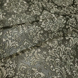 Z10949 Dark gray bronze gold metallic Victorian damask faux fabric textured Wallpaper
