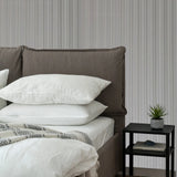 Z12806 Embossed Satin Taupe cream vertical lines faux fabric textured modern Wallpaper