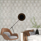 Z12807 Tannish taupe gray faux fabric urus trellis line textured Geometric Wallpaper 3D