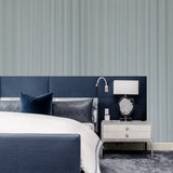 Z12810 Satin gray silver metallic vertical lines faux fabric textured modern Wallpaper