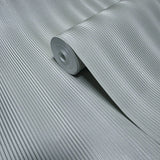 Z12810 Satin gray silver metallic vertical lines faux fabric textured modern Wallpaper