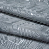 Z12811 Gray slate platinum faux fabric trellis line textured shapes Geometric Wallpaper
