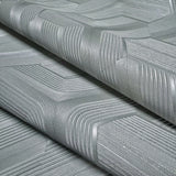 Z12811 Gray slate platinum faux fabric trellis line textured shapes Geometric Wallpaper
