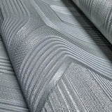 Z12811 Gray slate platinum faux fabric trellis line textured shapes Geometric Wallpaper
