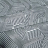 Z12811 Gray slate platinum faux fabric trellis line textured shapes Geometric Wallpaper
