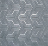 Z12811 Gray slate platinum faux fabric trellis line textured shapes Geometric Wallpaper
