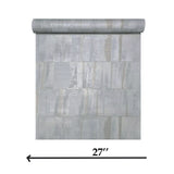 Z12817 Faux patchwork plaster textured light gray brass metallic contemporary Wallpaper