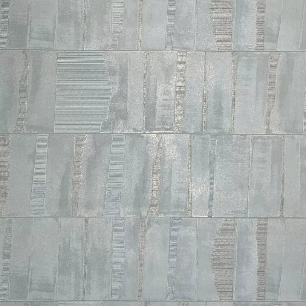 Z12817 Faux patchwork plaster textured light gray brass metallic conte ...