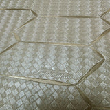 Z12838 Wicker bamboo taupe brass Metallic elongated hexagon trellis textured Wallpaper