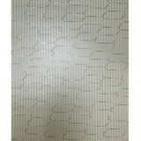 Z12838 Wicker bamboo taupe brass Metallic elongated hexagon trellis textured Wallpaper