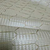 Z12838 Wicker bamboo taupe brass Metallic elongated hexagon trellis textured Wallpaper