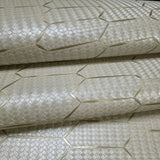 Z12838 Wicker bamboo taupe brass Metallic elongated hexagon trellis textured Wallpaper