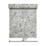 Z15505 Embossed botanical green tan off white Textured floral branches wallpaper rolls
