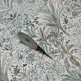 Z15505 Embossed botanical green tan off white Textured floral branches wallpaper rolls