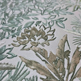 Z15505 Embossed botanical green tan off white Textured floral branches wallpaper rolls