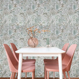 Z15505 Embossed botanical green tan off white Textured floral branches wallpaper rolls