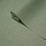 Z15506 Olive sage green faux woven thread sackcloth fabric textured modern Wallpaper
