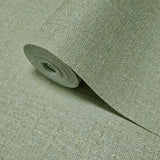 Z15506 Olive sage green faux woven thread sackcloth fabric textured modern Wallpaper
