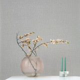 Z15513 Grayish cream off white faux woven thread sackcloth fabric textured Wallpaper
