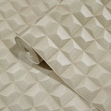 Z15516 Yellow gold metallic illusion dimensional square textured geometric Wallpaper 3D