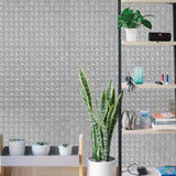 Z15522 Light gray silver metallic 3-D illusion dimensional square textured Wallpaper 3D