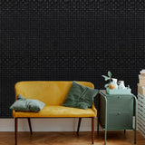 Z15524 Charcoal dark gray metallic 3D illusion dimensional square textured Wallpaper