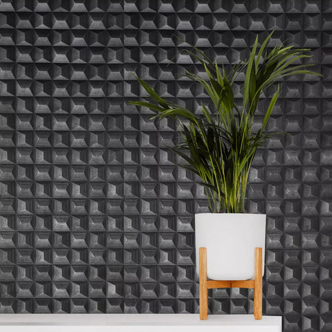 Z15524 Charcoal dark gray metallic 3D illusion dimensional square textured Wallpaper