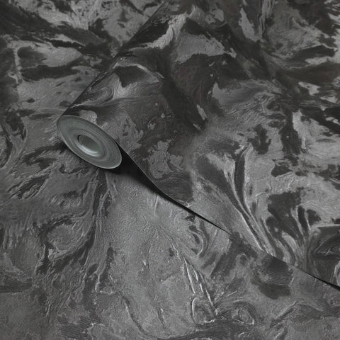 Z15525 Shimmer charcoal dark gray taupe black faux silk fabric textured Wallpaper rolls