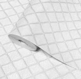 Z15536 Embossed off white cream faux fabric textured diamonds contemporary Wallpaper 3D