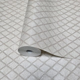 Z15538 Embossed beige cream brass faux fabric textured diamonds contemporary Wallpaper
