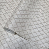 Z15538 Embossed beige cream brass faux fabric textured diamonds contemporary Wallpaper
