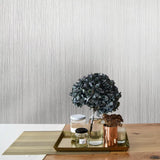 Z18908 Modern grayish Off white Textured plain vertical lines faux fabric Wallpaper