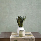 Z18919 Distressed Mint green gray faux sisal grass sackcloth fabric textured wallpaper