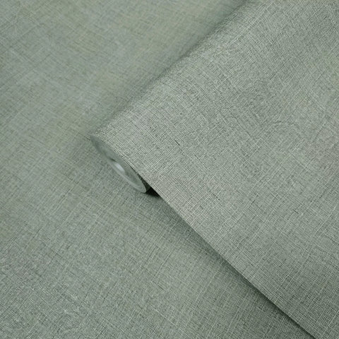 Z18919 Distressed Mint green gray faux sisal grass sackcloth fabric textured wallpaper