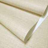 Z18947 Yellow goldish Cream faux grass sackcloth fabric textured plain modern wallpaper