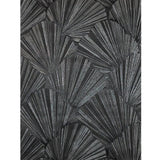 Z20110 Modern charcoal black gray silver shell art deco faux fabric textured Wallpaper
