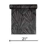 Z20110 Modern charcoal black gray silver shell art deco faux fabric textured Wallpaper
