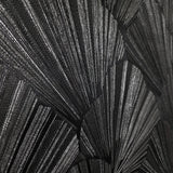 Z20110 Modern charcoal black gray silver shell art deco faux fabric textured Wallpaper
