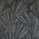 Z20110 Modern charcoal black gray silver shell art deco faux fabric textured Wallpaper
