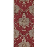 Z20140 Burgundy red beige gold metallic Victorian damask faux fabric textured Wallpaper