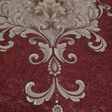 Z20140 Burgundy red beige gold metallic Victorian damask faux fabric textured Wallpaper